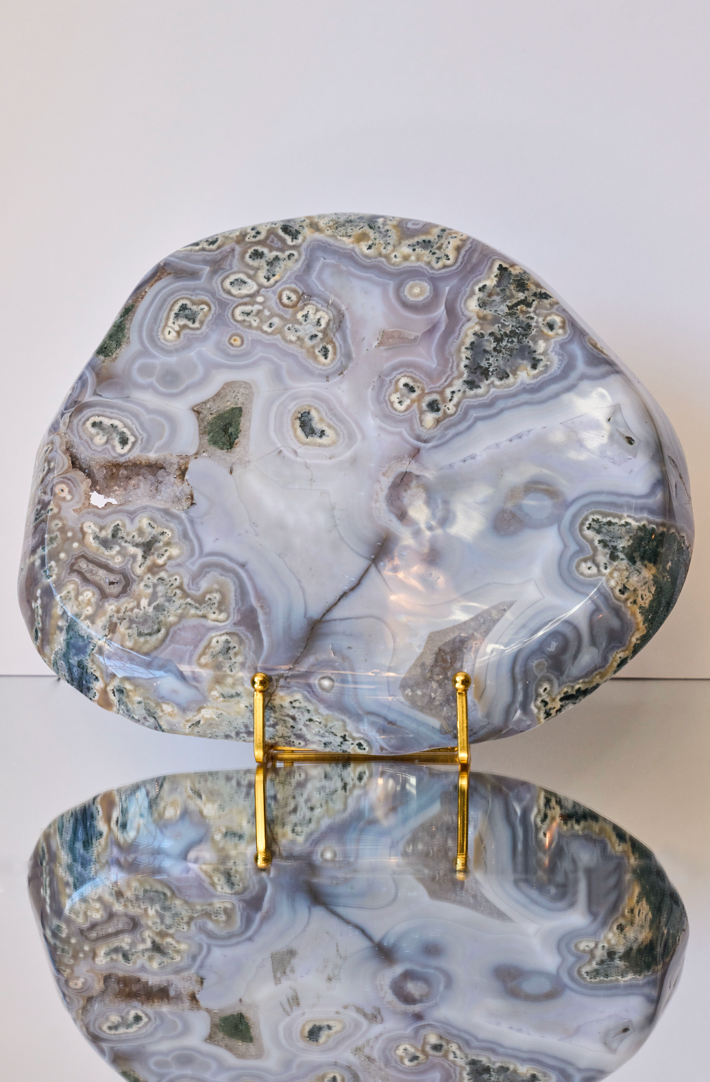 BLUE LACE AGATE + CLEAR QUARTZ PLATE