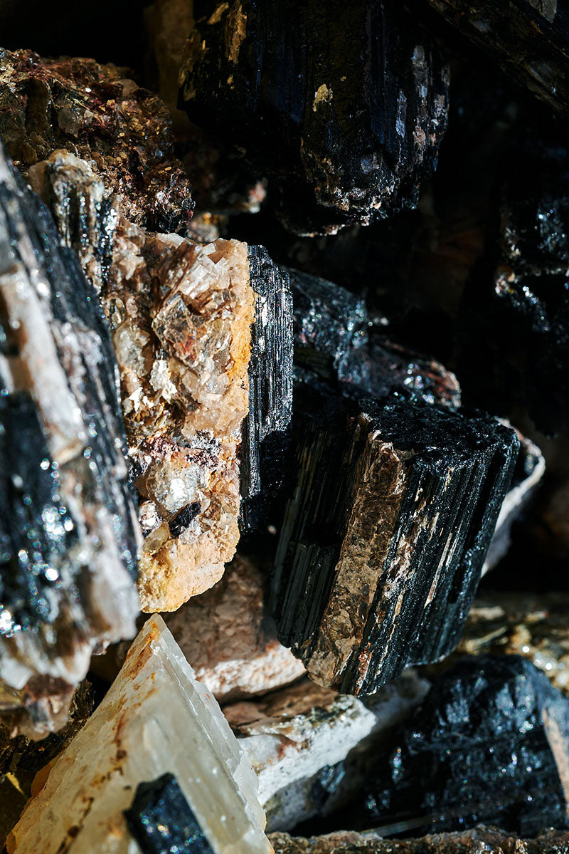 Black Tourmaline with Mica Inclusion Raw Piece - Small