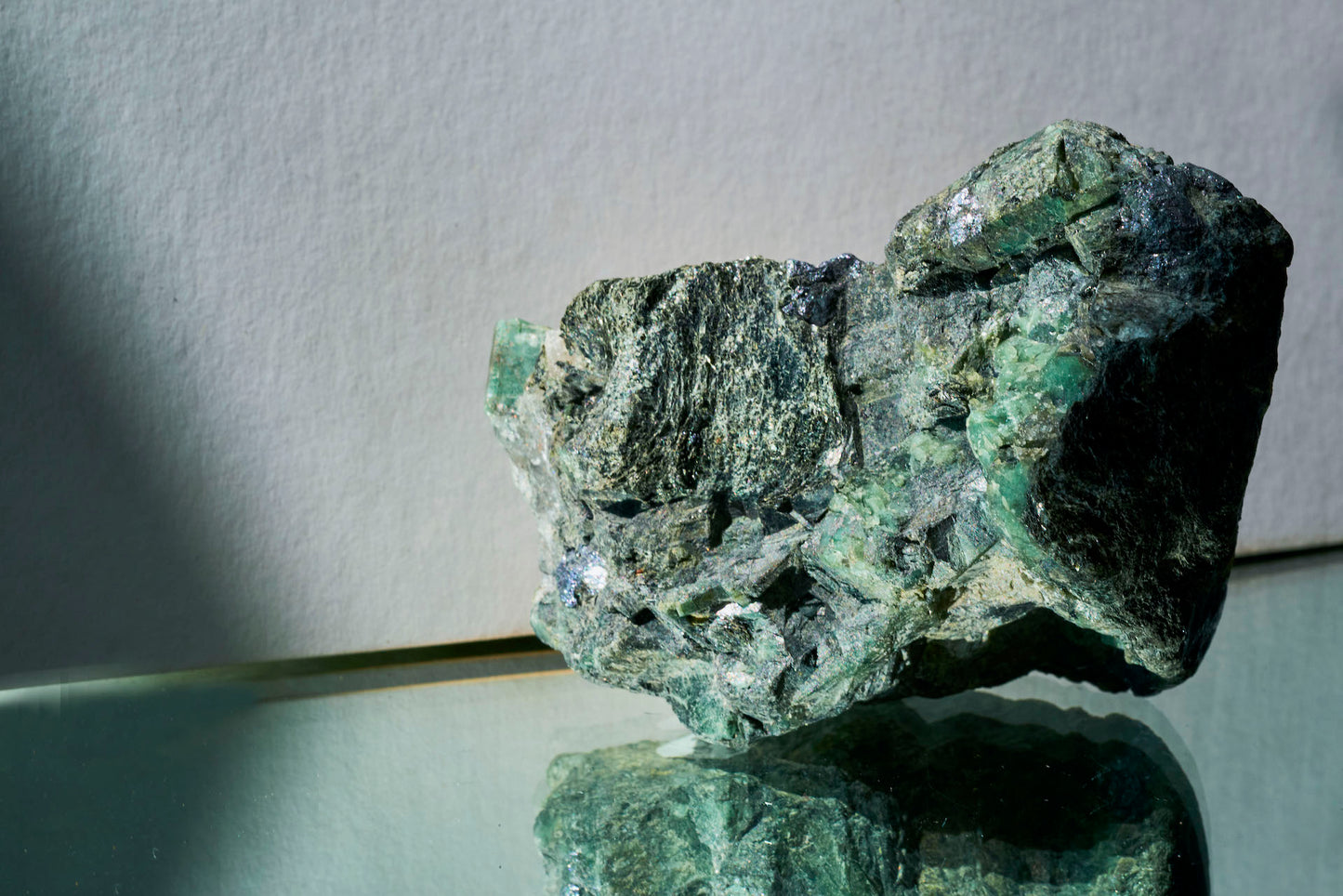 Emerald Raw cluster with Quartz