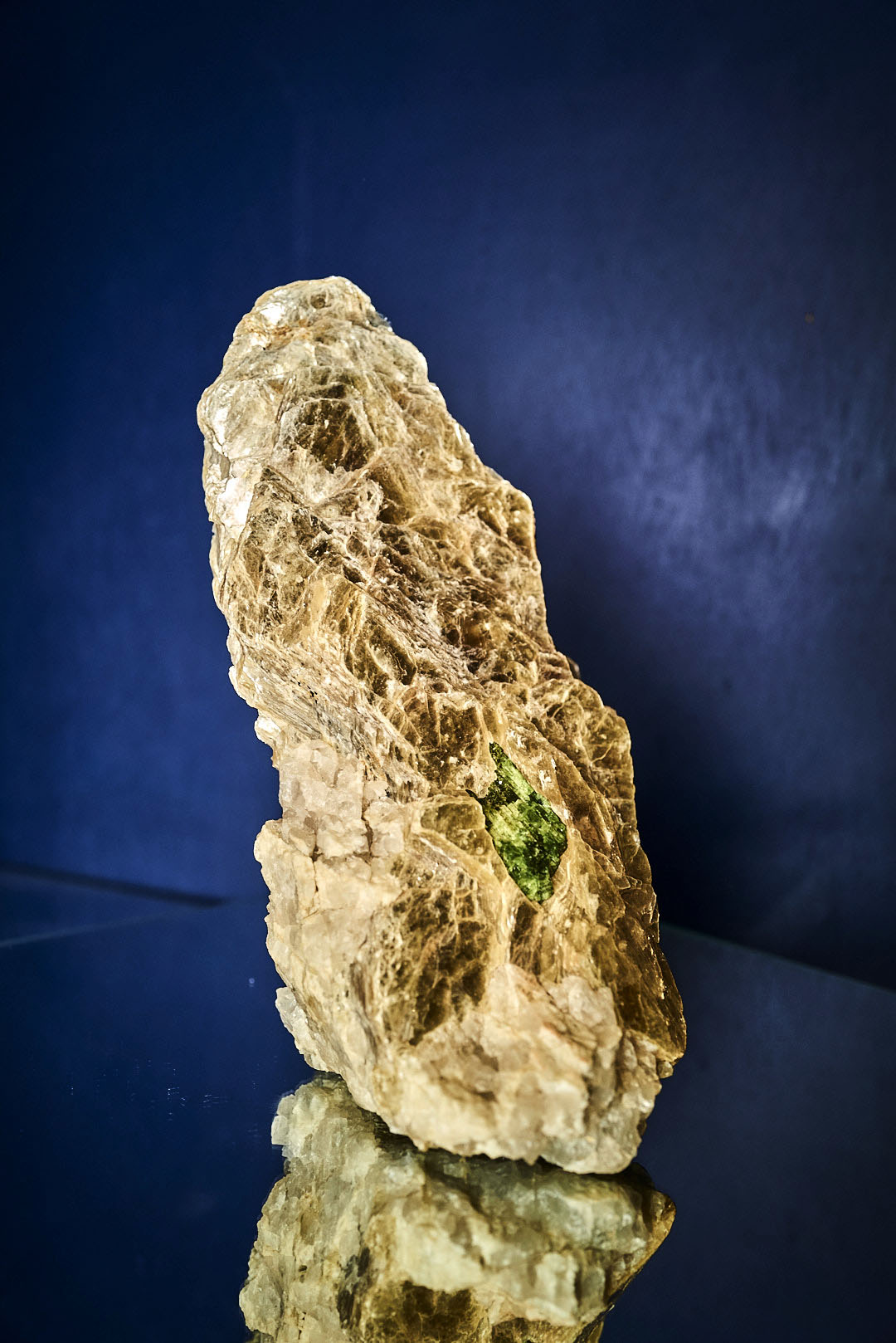 GOLD MICA WITH GREEN TOURMALINE INCLUSION