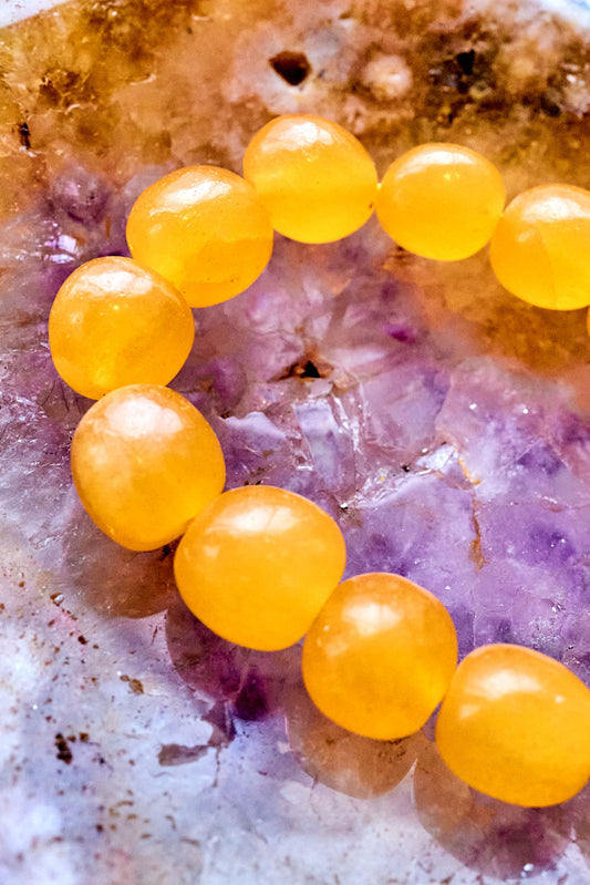 Orange Calcite Bracelet - Large Bead