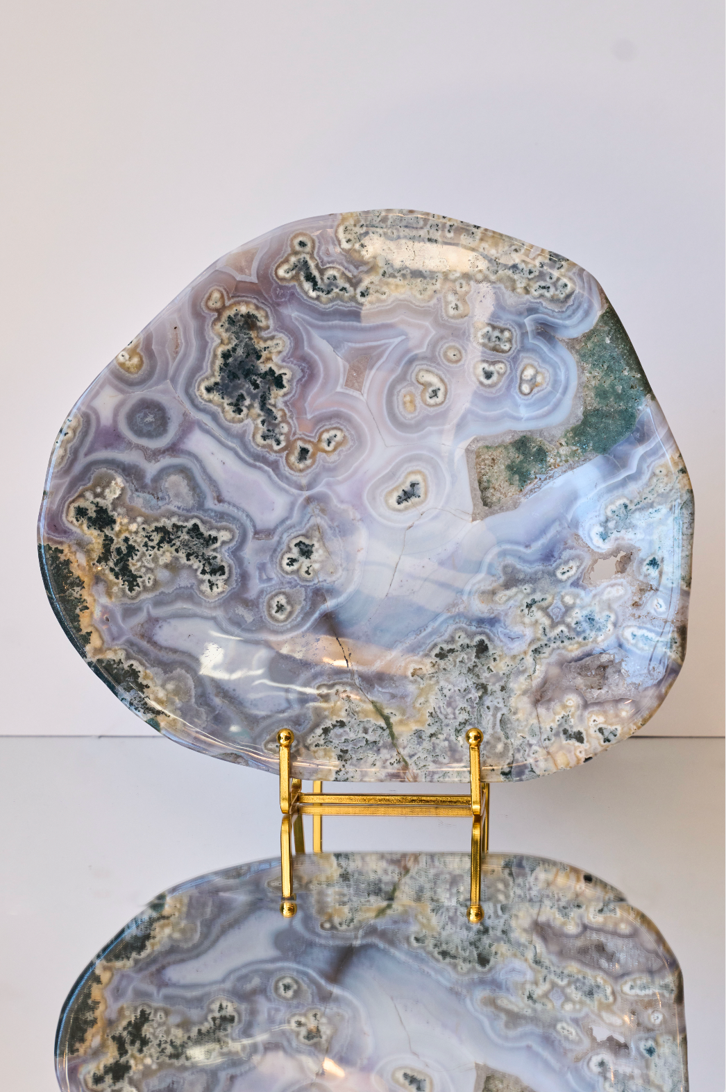 BLUE LACE AGATE + CLEAR QUARTZ  PLATE