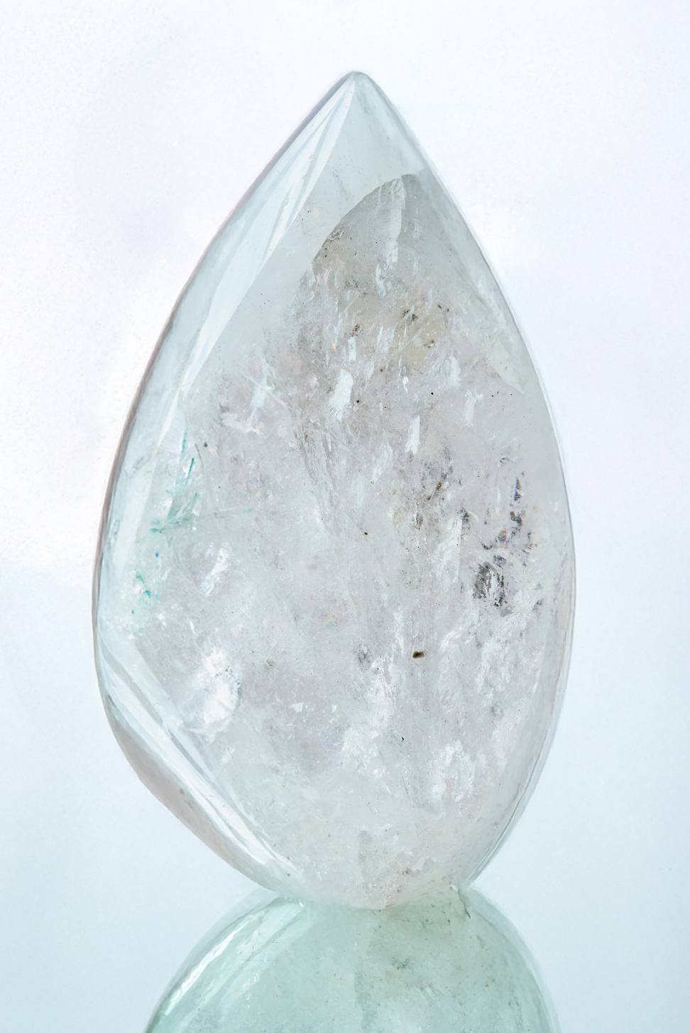 Clear Quartz Flame with Blue Tourmaline Inclusions