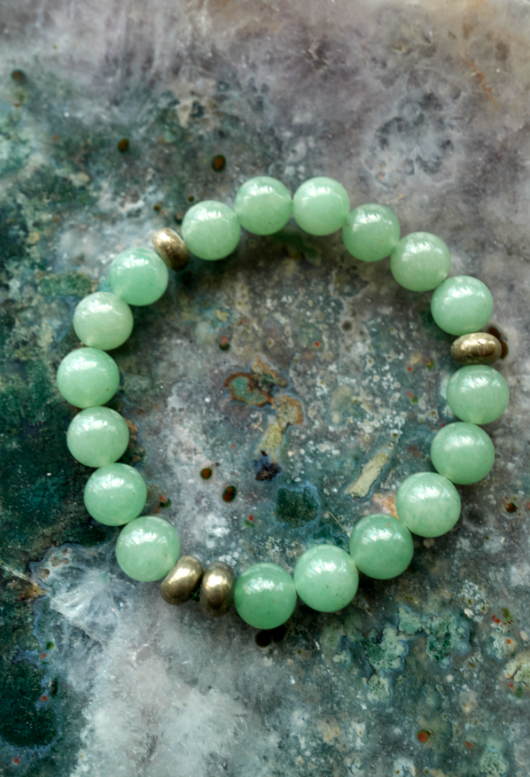 Green Aventurine & Pyrite Bracelet (L)