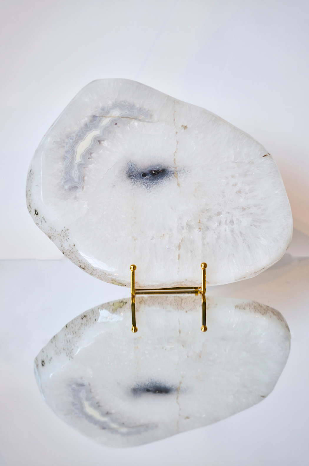 Clear Quartz Plate with Chancedony Inclusion