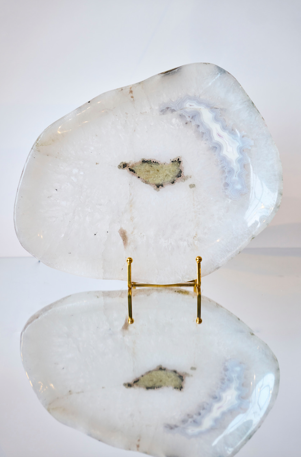 Clear Quartz Plate with Chancedony Inclusion