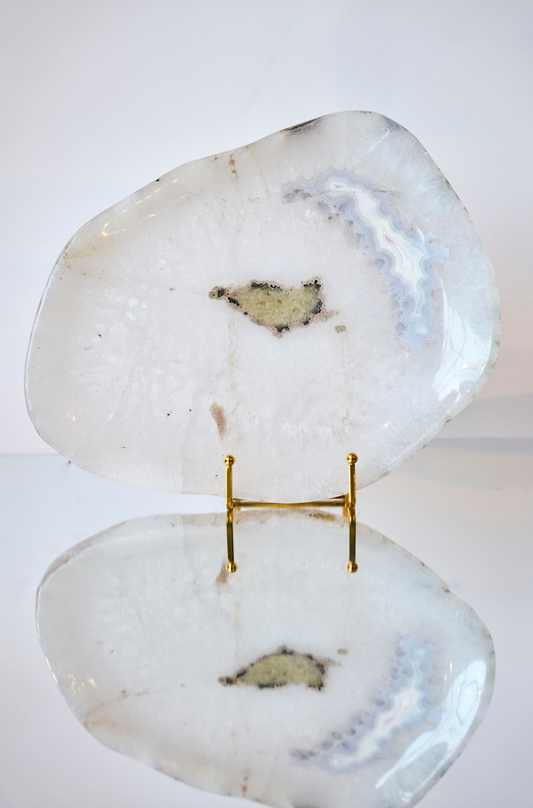 Clear Quartz Plate with Chancedony Inclusion