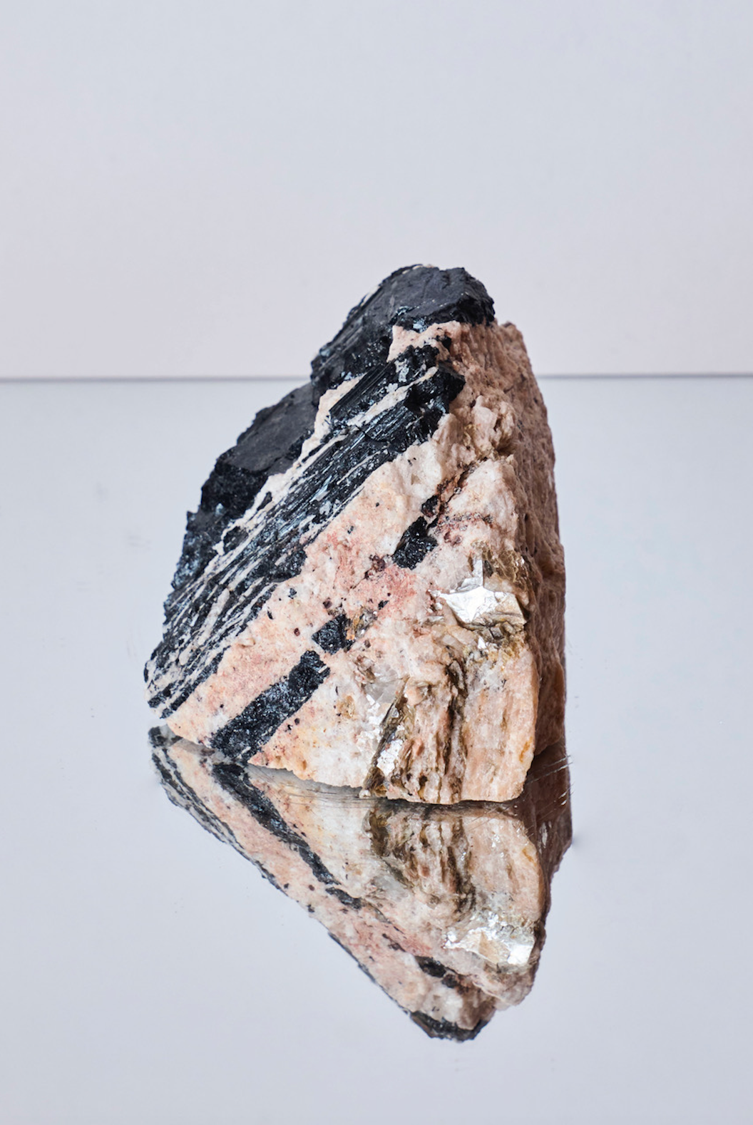 Black Tourmaline with Mica Inclusion Raw Piece - Medium