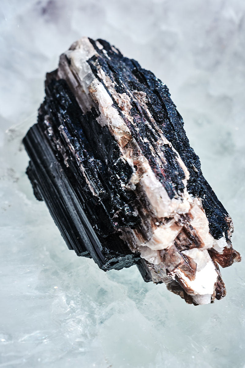 Black Tourmaline with Mica Inclusion Raw Piece - Small