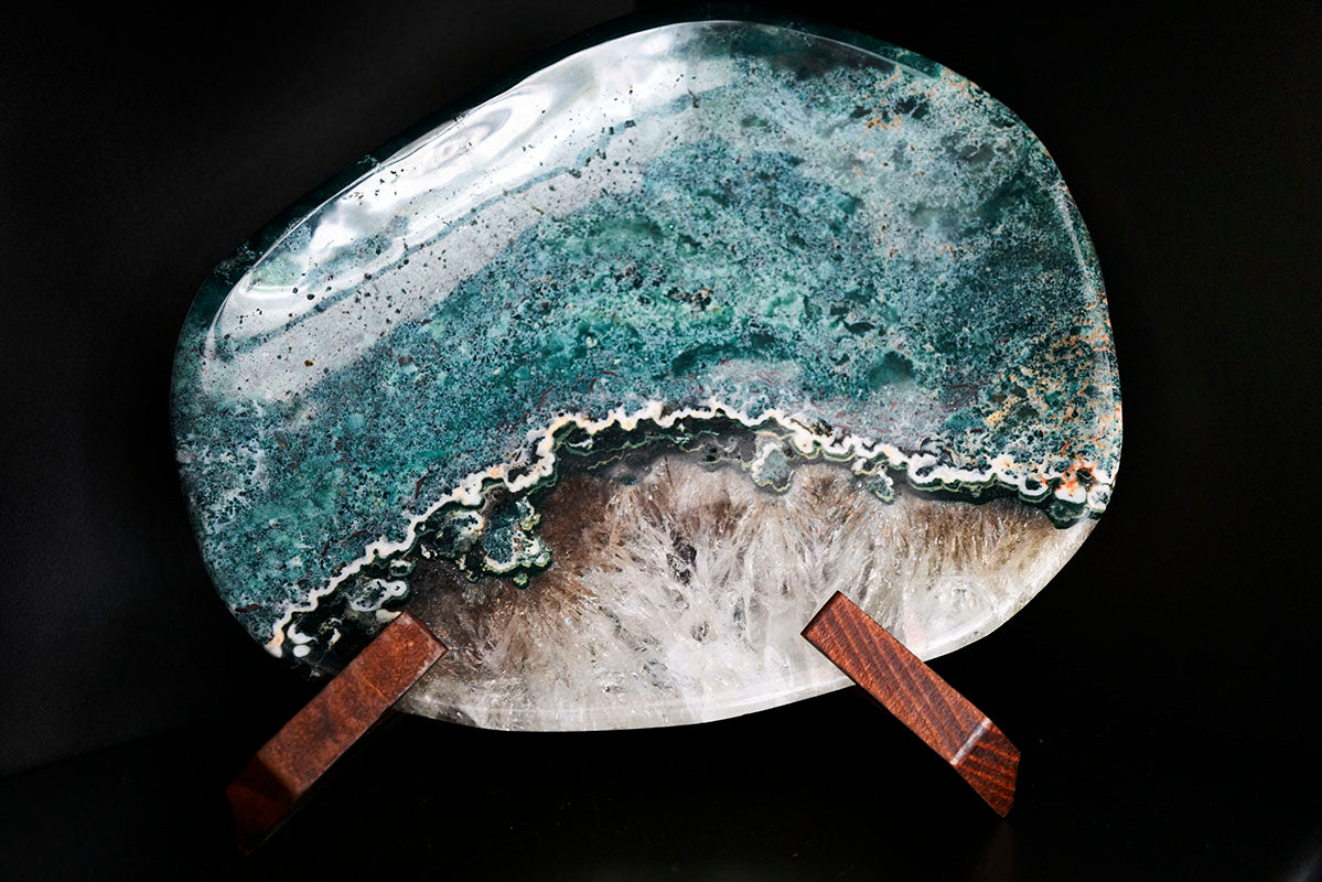 Green Jasper a& Orca Agate plate