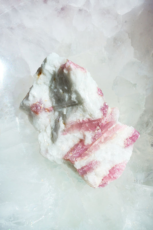 Pink Tourmaline in Clear Quartz
